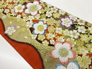 本金箔立涌に桜尽くし模様織出し袋帯